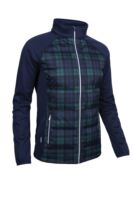 g.SAMARA Full Zip Bonded Padded Hybrid Heavyweight Golf Jacket - Navy/Tartan