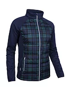 g.SAMARA Full Zip Bonded Padded Hybrid Heavyweight Golf Jacket - Navy/Tartan