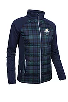 g.RYDER CUP SAMARA Ryder Cup Zip Front Bonded Padded Hybrid Heavyweight Golf Jacket - Navy/Tartan