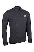 g.THE OPEN SAMUEL The Open Quarter Zip Lined Merino Heavyweight Golf Sweater - Charcoal