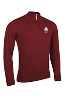 g.RYDER CUP SAMUEL Ryder Cup Quarter Zip Lined Merino Heavyweight Golf Sweater - Garnet Marl