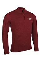 g.THE OPEN SAMUEL The Open Quarter Zip Lined Merino Heavyweight Golf Sweater - Garnet Marl