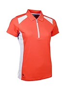 g.SANDI SALE Contrast Panel Zip Performance Pique Golf Shirt Sale - Apricot/White