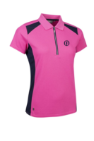 g.THE OPEN SANDI The Open Contrast Panel Zip Performance Pique Golf Shirt - Hot Pink/Navy