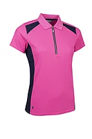 g.SANDI SALE Contrast Panel Zip Performance Pique Golf Shirt Sale - Hot Pink/Navy