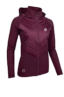 s.THE OPEN SARENNE The Open Hybrid Hooded Quilted Thermal Golf Jacket - Mulberry Zebra Print