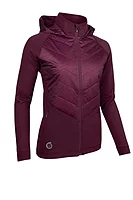 s.SARENNE Hybrid Hooded Quilted Thermal Golf Jacket - Mulberry Zebra Print