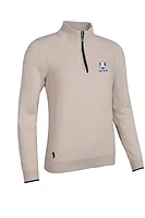 g.RYDER CUP SIENNA Ryder Cup Quarter Zip Chevron Rib Midweight Merino Golf Sweater - Linen/Black
