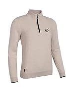 g.THE OPEN SIENNA The Open Quarter Zip Chevron Rib Midweight Merino Golf Sweater - Linen/Black