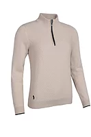 g.SIENNA Quarter Zip Chevron Rib Midweight Merino Golf Sweater - Linen/Black
