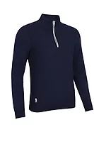 g.SIENNA Quarter Zip Chevron Rib Midweight Merino Golf Sweater - Navy/White