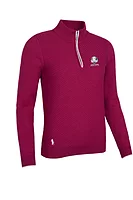 g.RYDER CUP SIENNA Ryder Cup Quarter Zip Chevron Rib Midweight Merino Golf Sweater - Raspberry/White