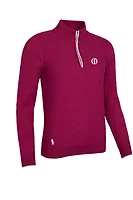 g.THE OPEN SIENNA The Open Quarter Zip Chevron Rib Midweight Merino Golf Sweater - Raspberry/White
