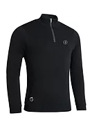 s.THE OPEN SIROCCO The Open Quarter Zip Textured Merino Showerproof Lined Golf Sweater - Black/Gunmetal