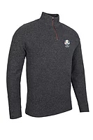 s.RYDER CUP SIROCCO Ryder Cup Quarter Zip Textured Merino Showerproof Lined Golf Sweater - Charcoal Marl/Inferno
