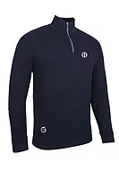 s.THE OPEN SIROCCO The Open Quarter Zip Textured Merino Showerproof Lined Golf Sweater - Navy/White