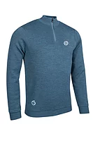 s.THE OPEN SIROCCO The Open Quarter Zip Textured Merino Showerproof Lined Golf Sweater - Pacific Blue/White