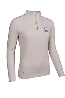 g.RYDER CUP SKYE Ryder Cup Quarter Zip Rib Cotton Lightweight Golf Sweater - Linen/White