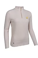 g.THE OPEN SKYE The Open Quarter Zip Rib Cotton Lightweight Golf Sweater - Linen/White