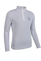 g.RYDER CUP SKYE Ryder Cup Quarter Zip Rib Cotton Lightweight Golf Sweater - White/Light Grey Marl