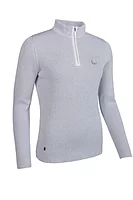 g.THE OPEN SKYE The Open Quarter Zip Rib Cotton Lightweight Golf Sweater - White/Light Grey Marl