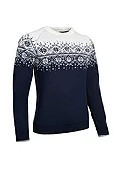 g.STAR Round Neck Snowflake Merino Midweight Christmas Sweater - Navy/White/Silver Lurex