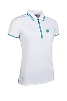 g.THE OPEN STELLA The Open Mesh Panel Performance Golf Shirt - White/Lagoon