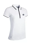 g.THE OPEN STELLA The Open Mesh Panel Performance Golf Shirt - White/Navy