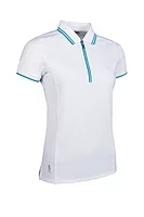 g.STELLA Mesh Panel Performance Golf Shirt - White/Lagoon