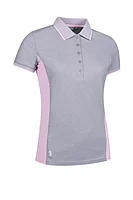 g.TERI SALE Birdseye Collar and Cuff Performance Golf Polo Sale - Light Grey Marl/Candy