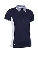 g.TERI SALE Birdseye Collar and Cuff Performance Golf Polo Sale - Navy/White