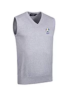 g.RYDER CUP THORNTON Ryder Cup V Neck Cotton Lightweight Slipover - Light Grey Marl