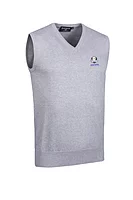 g.RYDER CUP THORNTON Ryder Cup V Neck Cotton Lightweight Slipover - Light Grey Marl