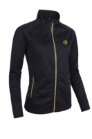 g.THE OPEN TILLIE The Open Zip Front Stretch Showerproof Lightweight Golf Jacket - Black Diamond Print/Gold