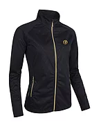 g.THE OPEN TILLIE The Open Zip Front Stretch Showerproof Lightweight Golf Jacket - Black Diamond Print/Gold