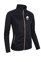 g.RYDER CUP TILLIE Ryder Cup Zip Front Stretch Showerproof Lightweight Golf Jacket - Black Diamond Print/Gold
