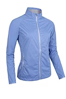 g.TILLIE Zip Front Stretch Showerproof Lightweight Golf Jacket - Light Blue Diamond Print/Silver