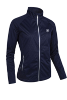 g.THE OPEN TILLIE The Open Zip Front Stretch Showerproof Lightweight Golf Jacket - Navy Diamond Print/Silver