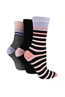 g.TONI 3 Pair Patterned and Plain Bamboo Socks Gift Box - Multi Stripe