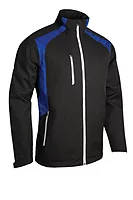 s.VALBERG Zip Front Stretch Back Panelled Waterproof Golf Jacket - Black/Electric Blue/White