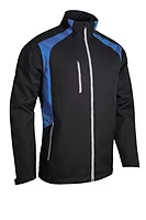 s.VALBERG Zip Front Stretch Back Panelled Waterproof Golf Jacket - Black/Ocean/Silver