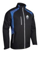s.RYDER CUP VALBERG Ryder Cup Zip Front Stretch Back Panelled Waterproof Golf Jacket - Black/Ocean/Silver