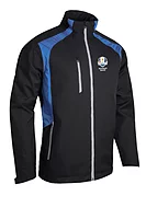 s.RYDER CUP VALBERG Ryder Cup Zip Front Stretch Back Panelled Waterproof Golf Jacket - Black/Ocean/Silver
