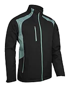 s.VALBERG Zip Front Stretch Back Panelled Waterproof Golf Jacket - Black/Pine Green