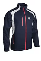 s.RYDER CUP VALBERG Ryder Cup Zip Front Stretch Back Panelled Waterproof Golf Jacket - Navy/White/Red
