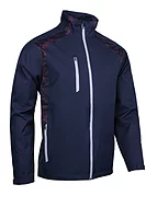 s.VALBERG Zip Front Stretch Back Panelled Waterproof Golf Jacket - Navy/Mulberry Camo/Silver
