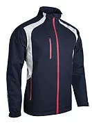 s.VALBERG Zip Front Stretch Back Panelled Waterproof Golf Jacket - Navy/White/Red