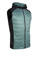 s.VERMONT Hybrid Padded Performance Sleeveless Midweight Golf Hoodie - Pine Green Terrain/Black