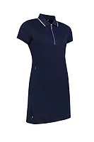 g.VICTORIA Zip Printed Golf Dress With Detachable Shorts - Navy/White