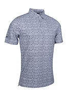 g.WARWICK Floral Print Performance Golf Shirt - White/Navy